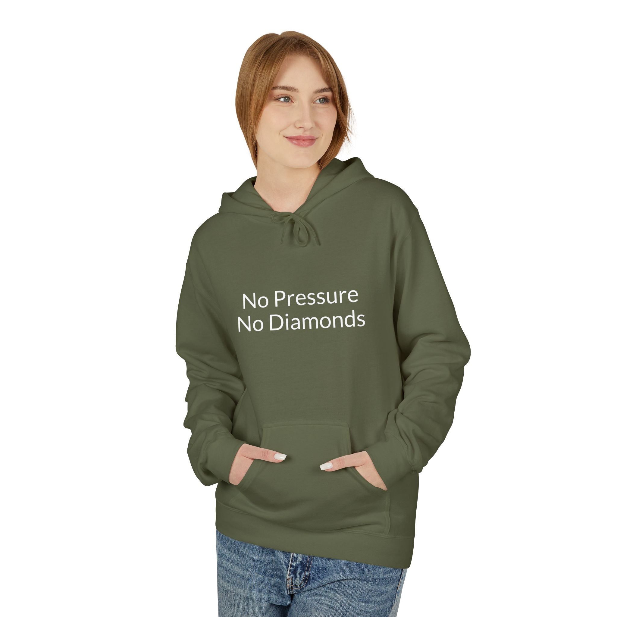 Hoodie — "No Pressure No Diamonds" Minimalist Motivational Pullover
