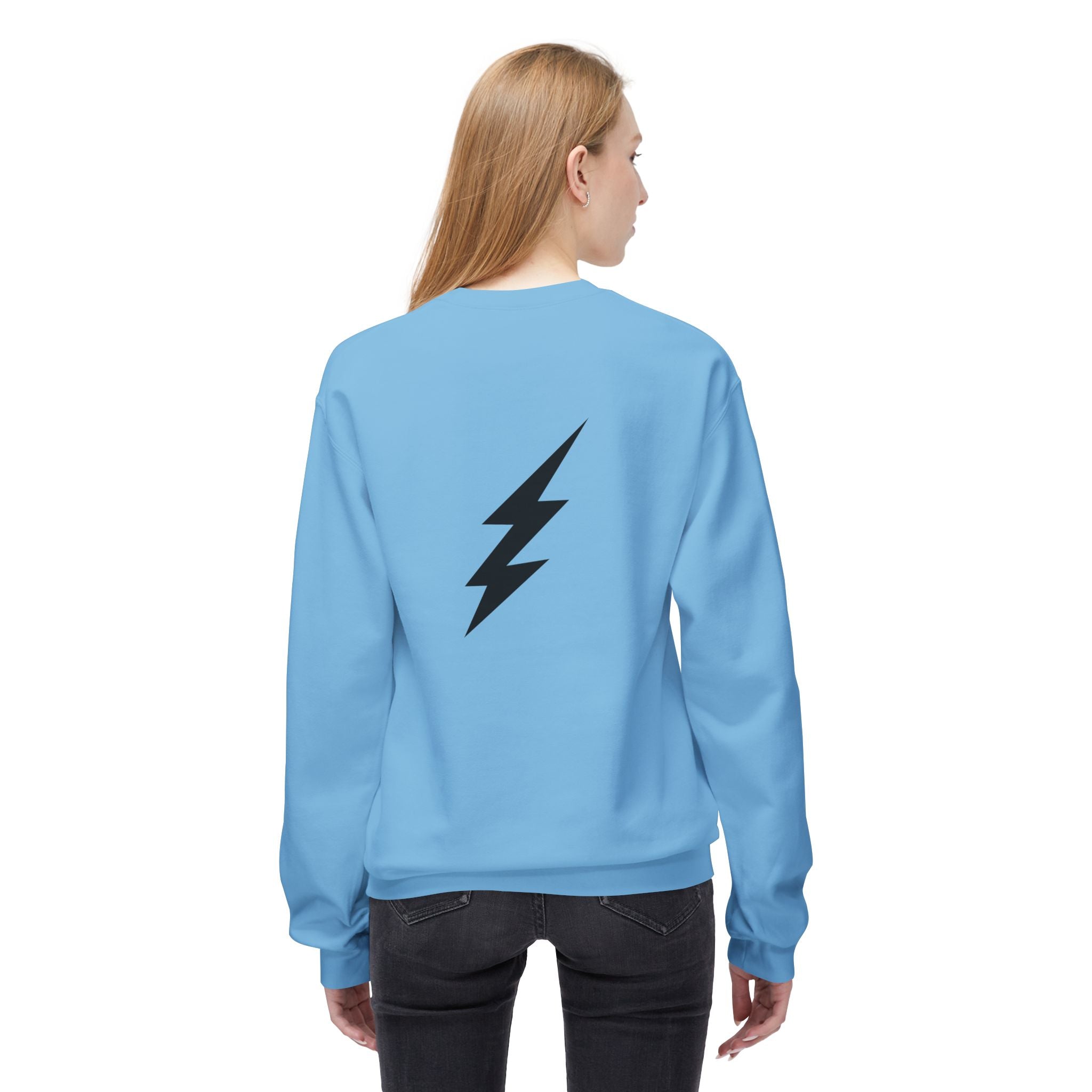 Shine Your Light Sweatshirt — Minimal Inspirational Crewneck with Lightning Bolt