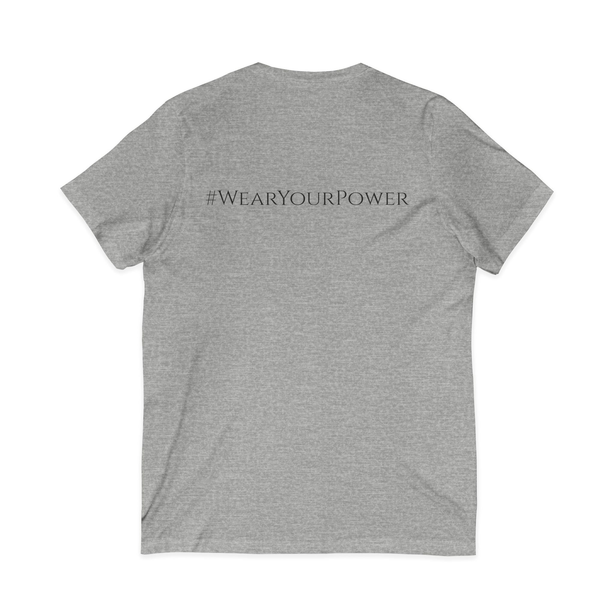 Hustler in Heels V-Neck Tee — with #WearYourPower on back-Women's Empowerment Shirt