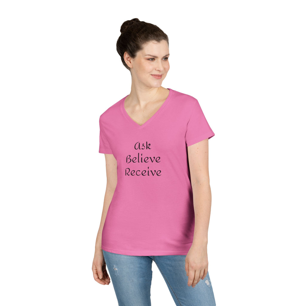 Ask-Believe-Receive Ladies' V-Neck T-Shirt