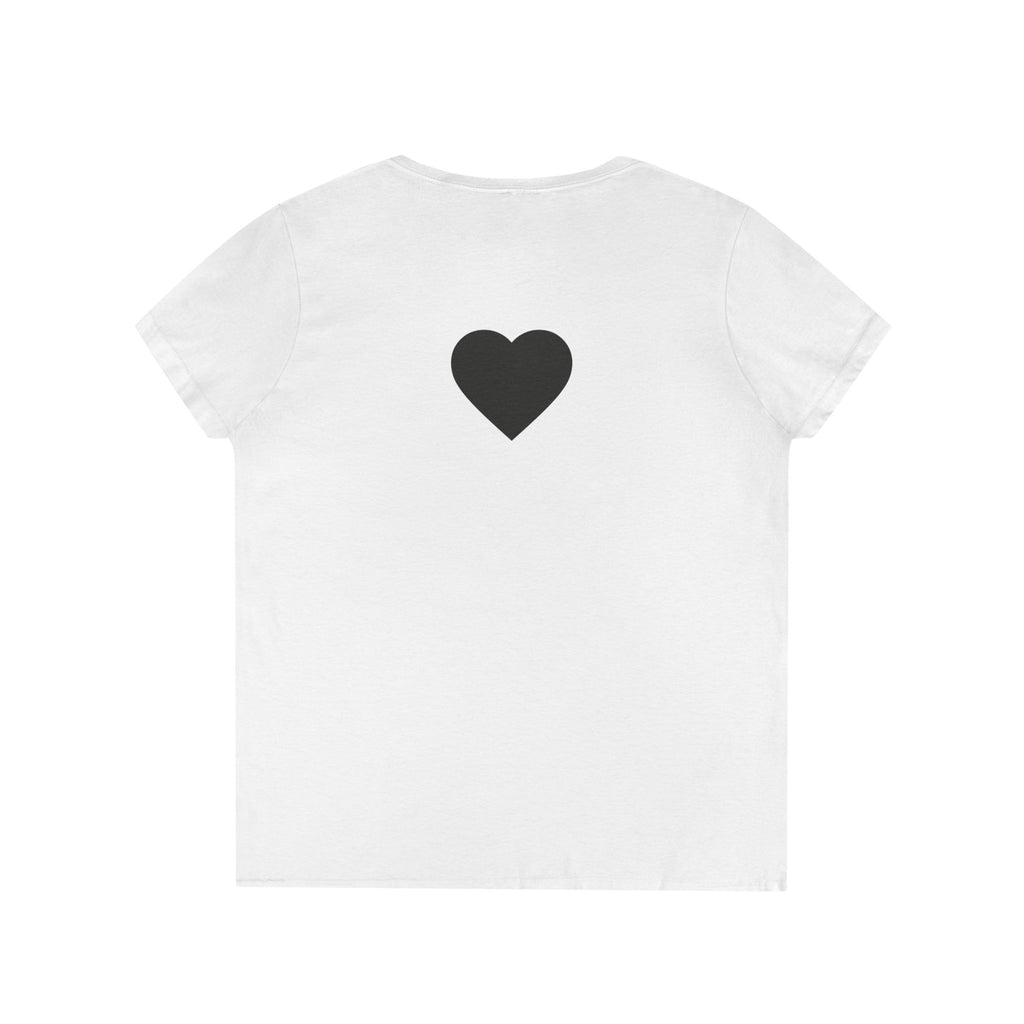 "Ingredients Within: Love Strength Smarts" with Back Heart--Inspirational Ladies' V-Neck Tee
