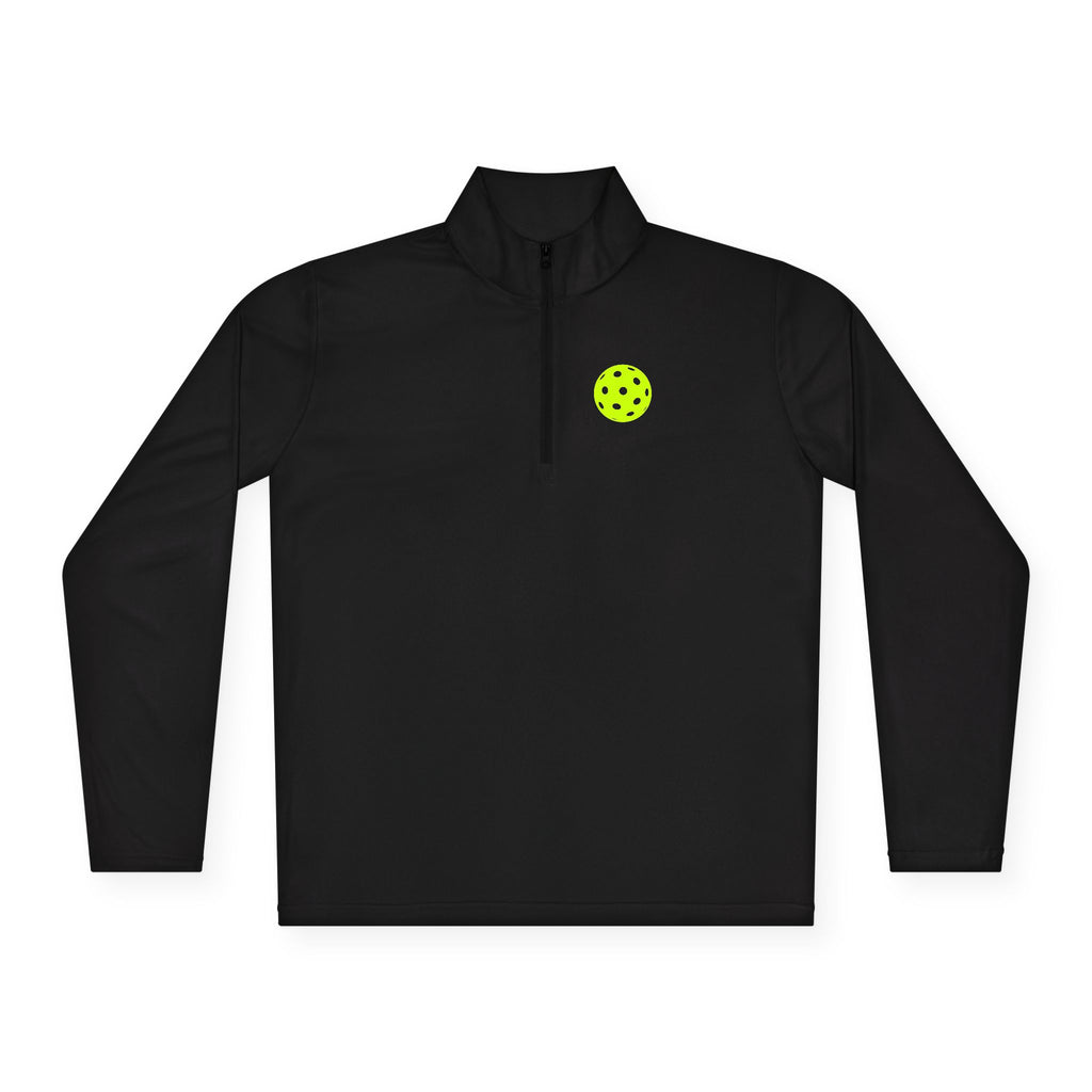 Quarter-Zip Pullover — 'Take A Beat: Placement Over Power' Neon Pickleball Logo