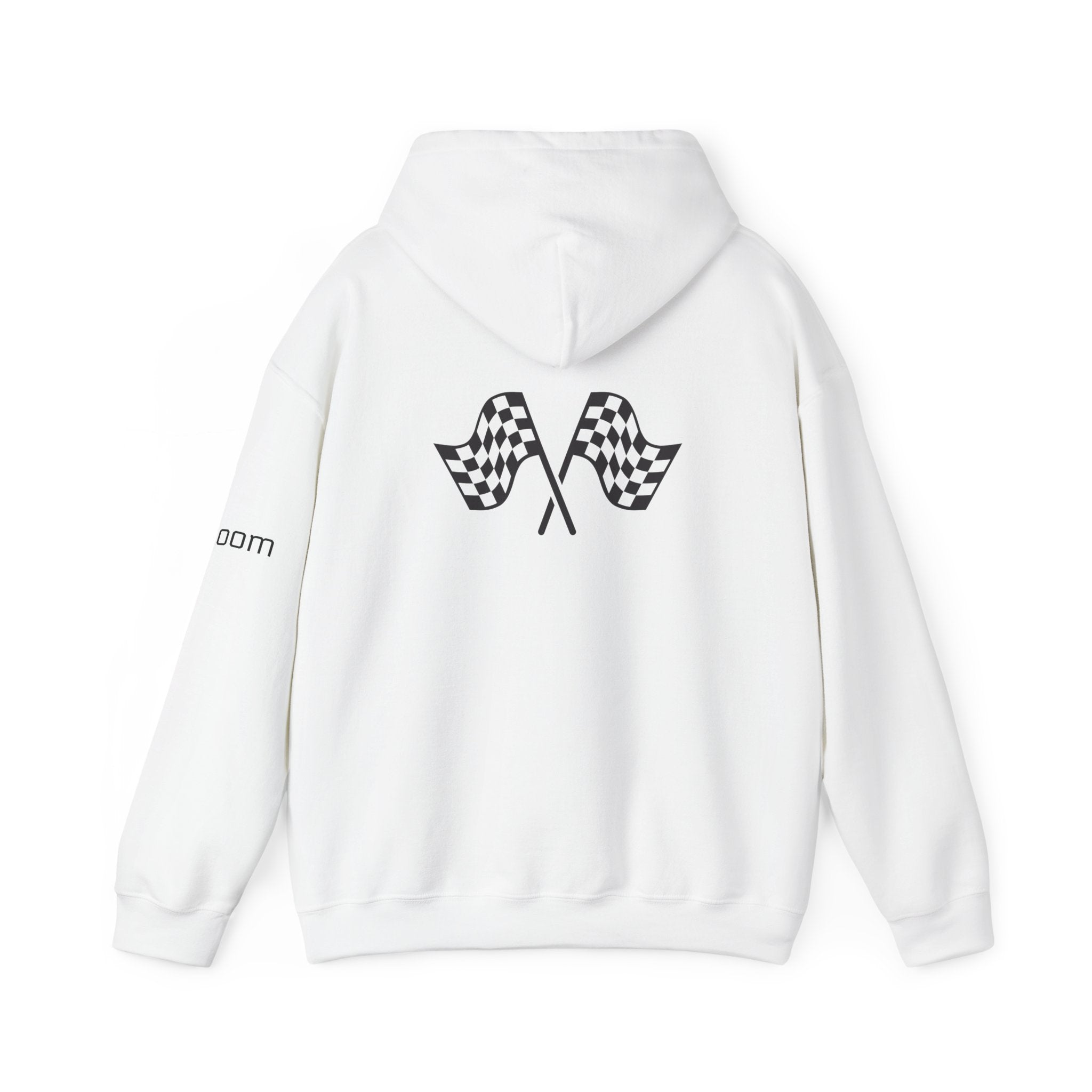 Racing Hoodie - "Life Begins At Redline" Pullover with Checkered Flags on Back
