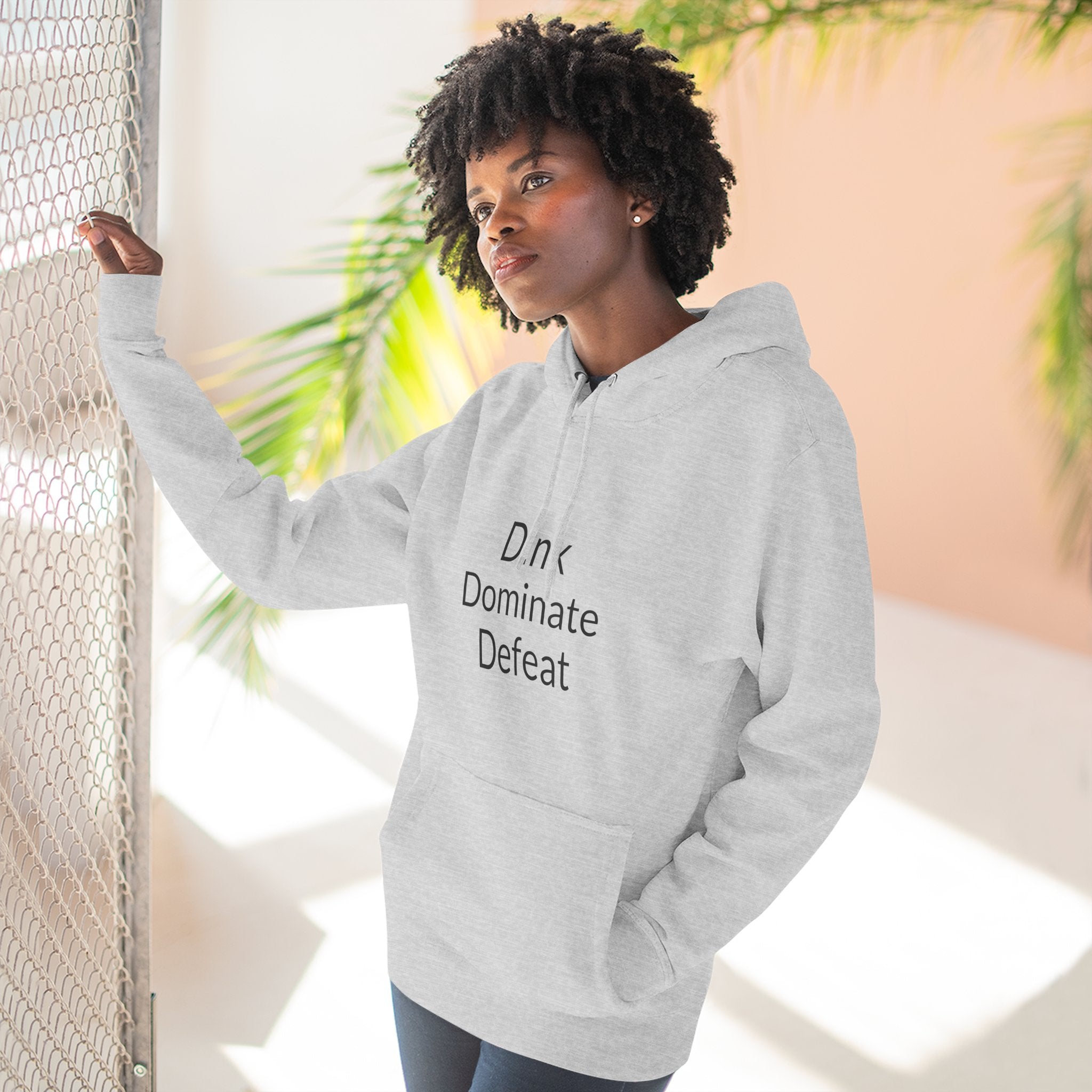 Pickleball Hoodie — "Dink, Dominate, Defeat" with Rackets on Back Fleece Pullover