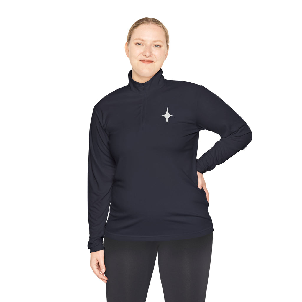"In It To Win It" (on back) Quarter-Zip Pullover with Minimal Chest Logo
