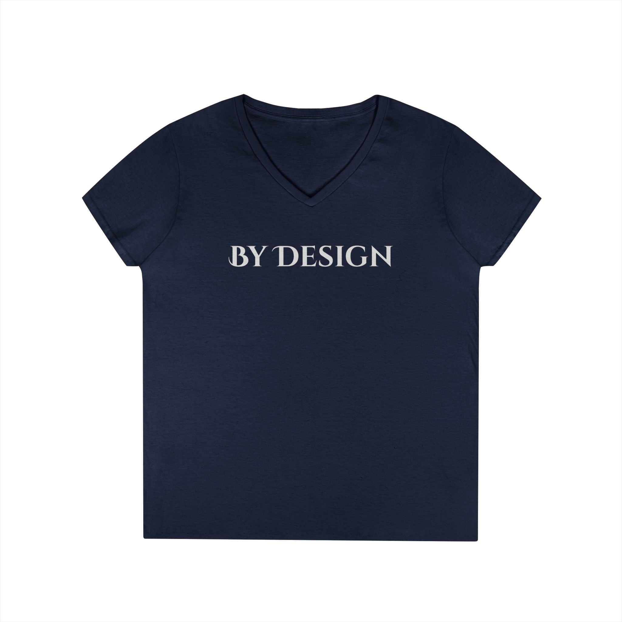 "By Design" Ladies' V-Neck T-Shirt — Minimalist Graphic Tee