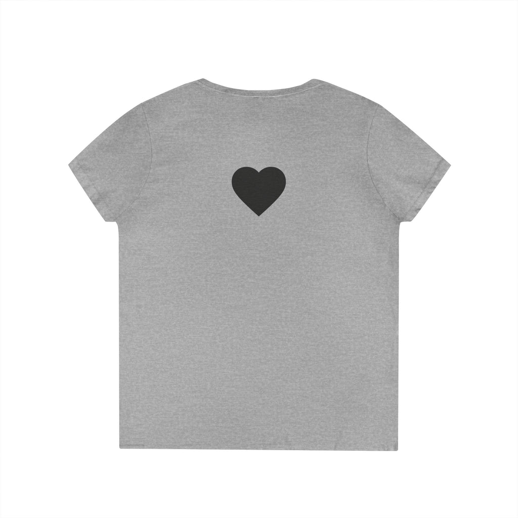 Delightful V-Neck Tee — Minimalist 'Delightful' Front Text with Back Heart