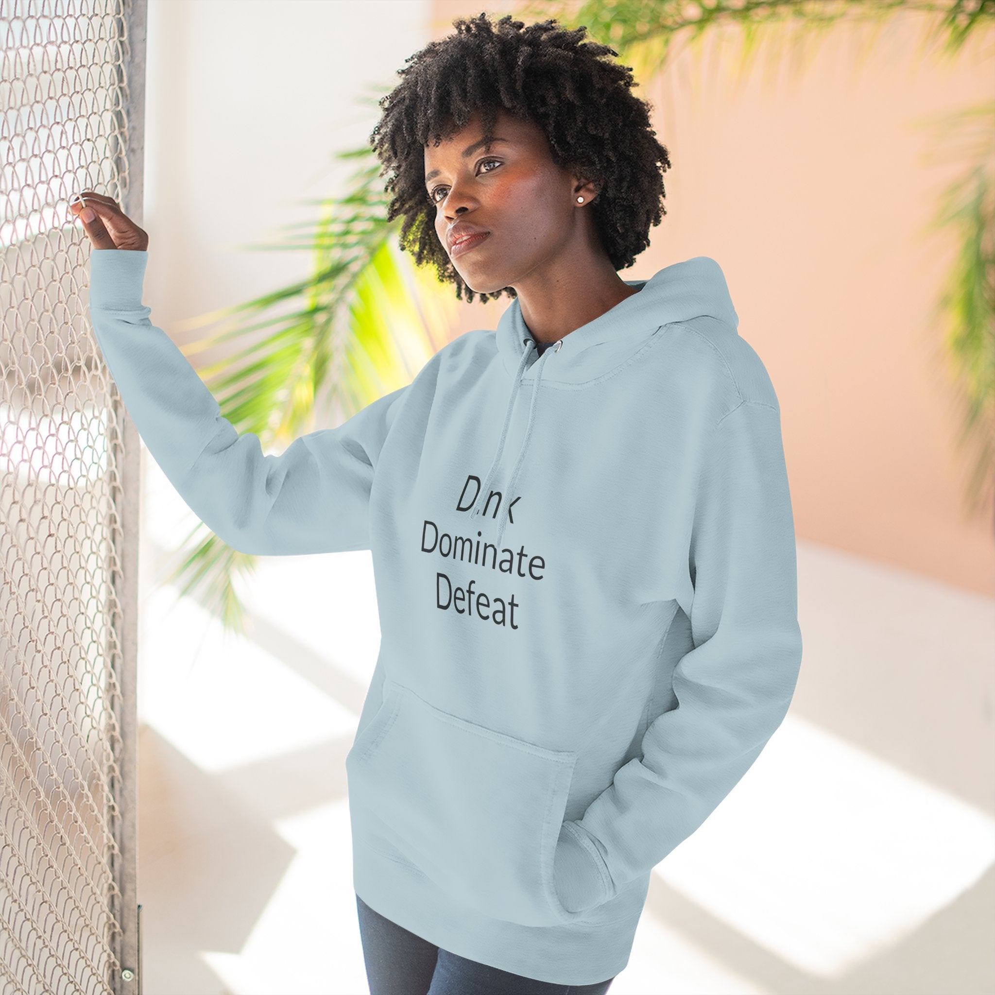 Pickleball Hoodie — "Dink, Dominate, Defeat" with Rackets on Back Fleece Pullover