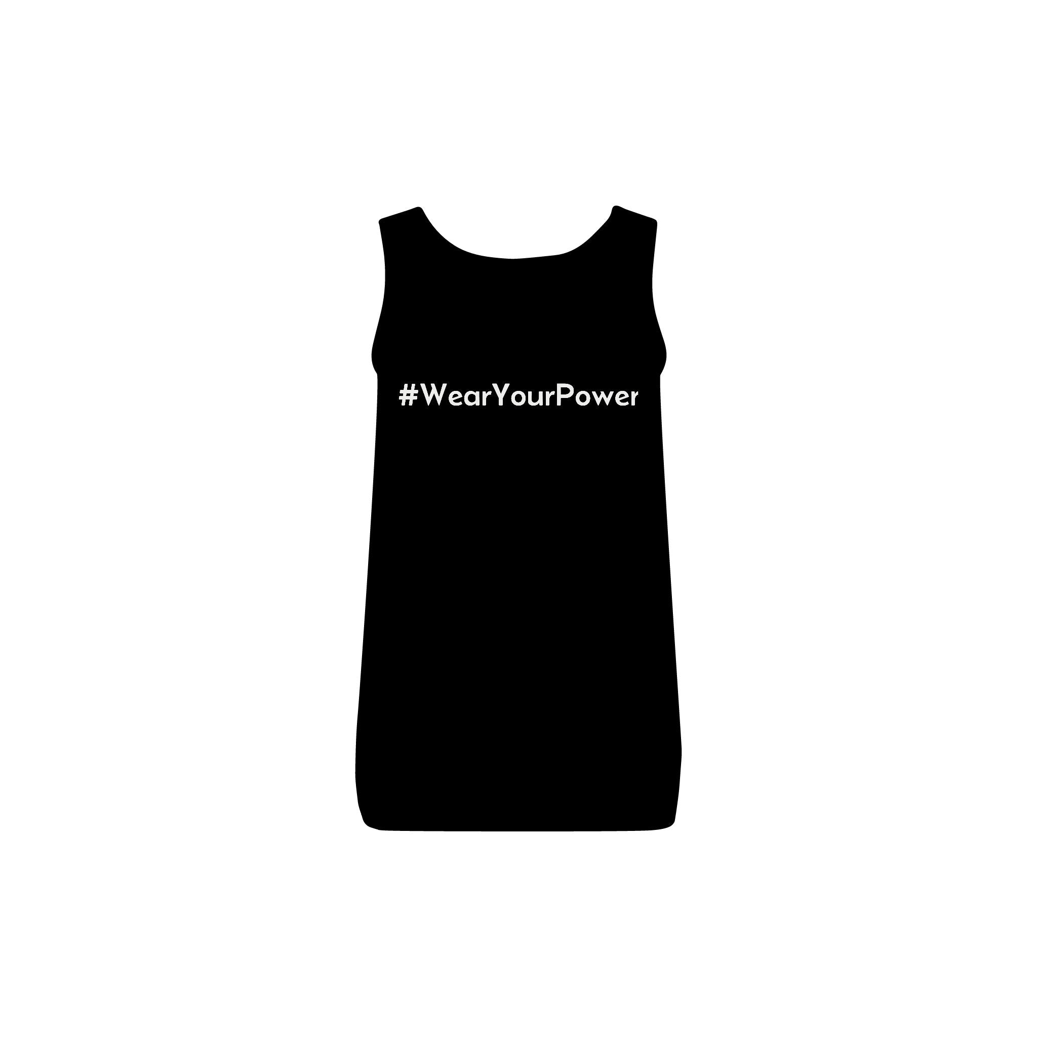 Sassy Women's Fitted Rib Tank Top — #WearYourPower on Back Graphic Tank
