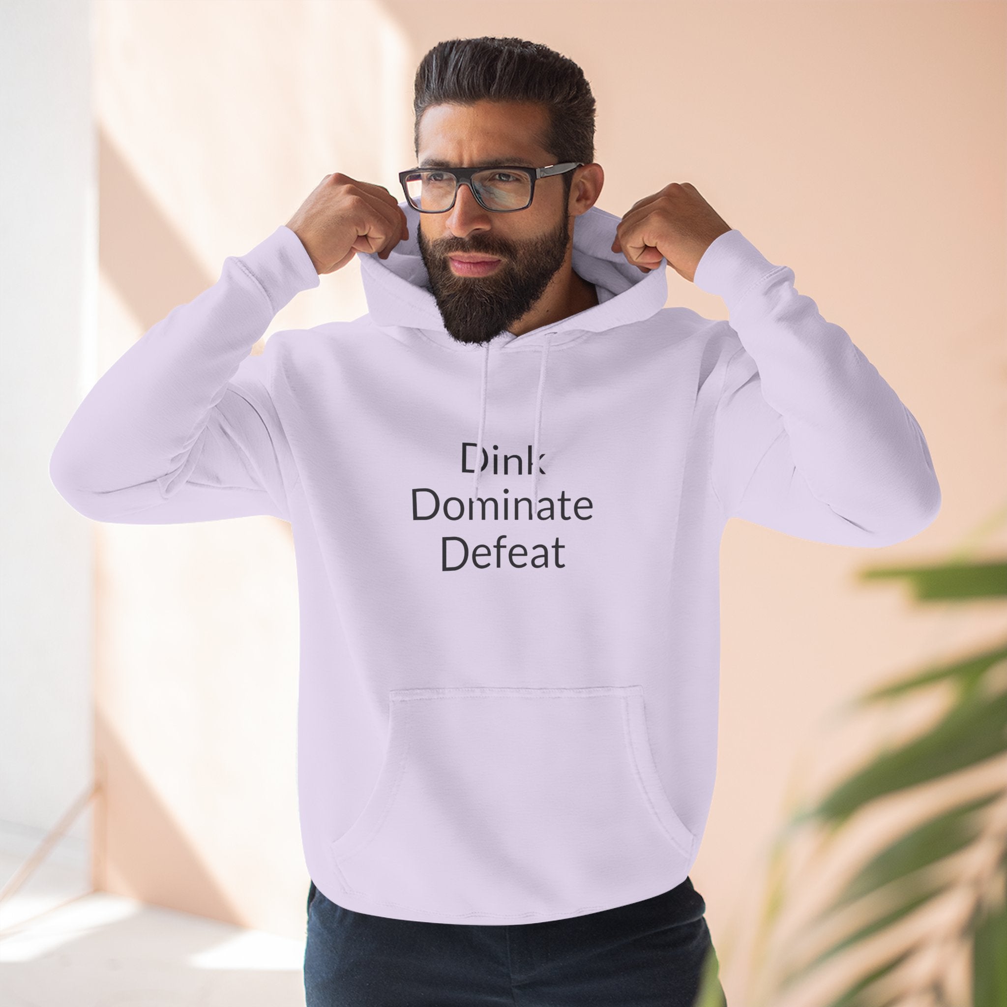Pickleball Hoodie — "Dink, Dominate, Defeat" with Rackets on Back Fleece Pullover