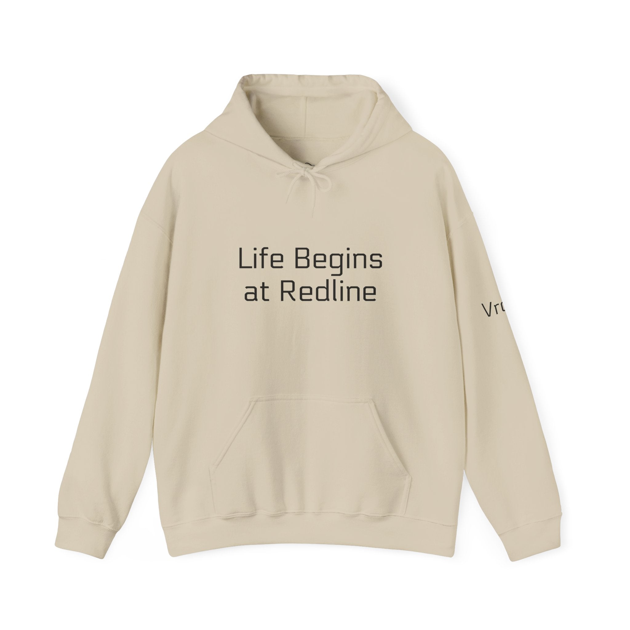 Racing Hoodie - "Life Begins At Redline" Pullover with Checkered Flags on Back