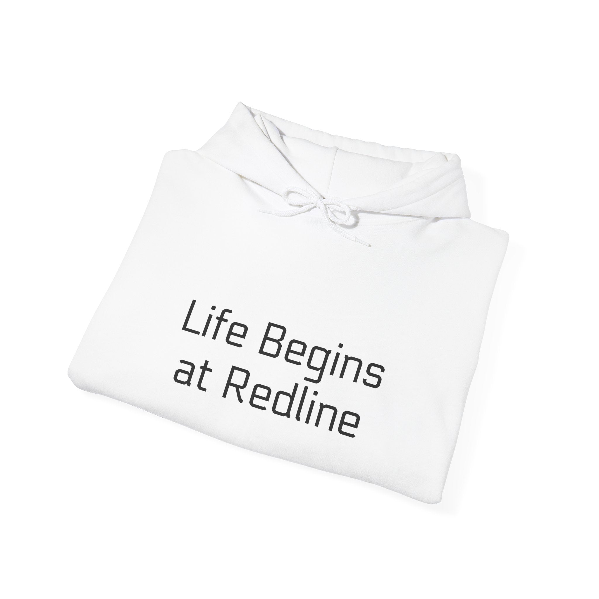 Racing Hoodie - "Life Begins At Redline" Pullover with Checkered Flags