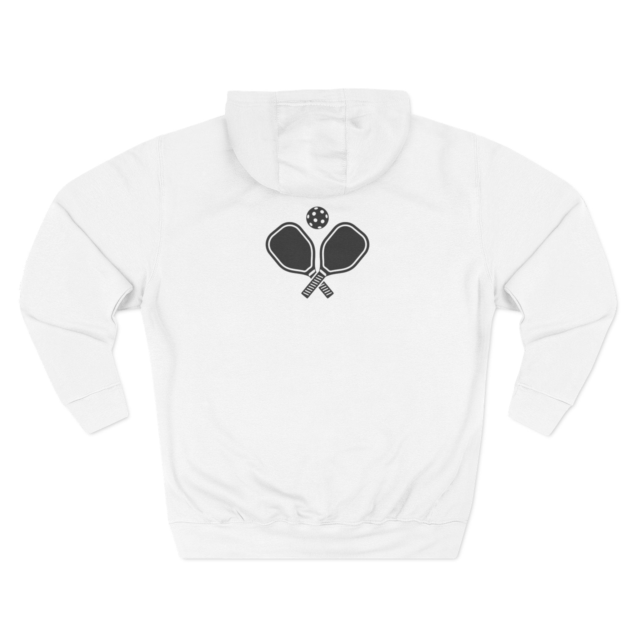 Pickleball Hoodie — "Dink, Dominate, Defeat" with Rackets on Back Fleece Pullover