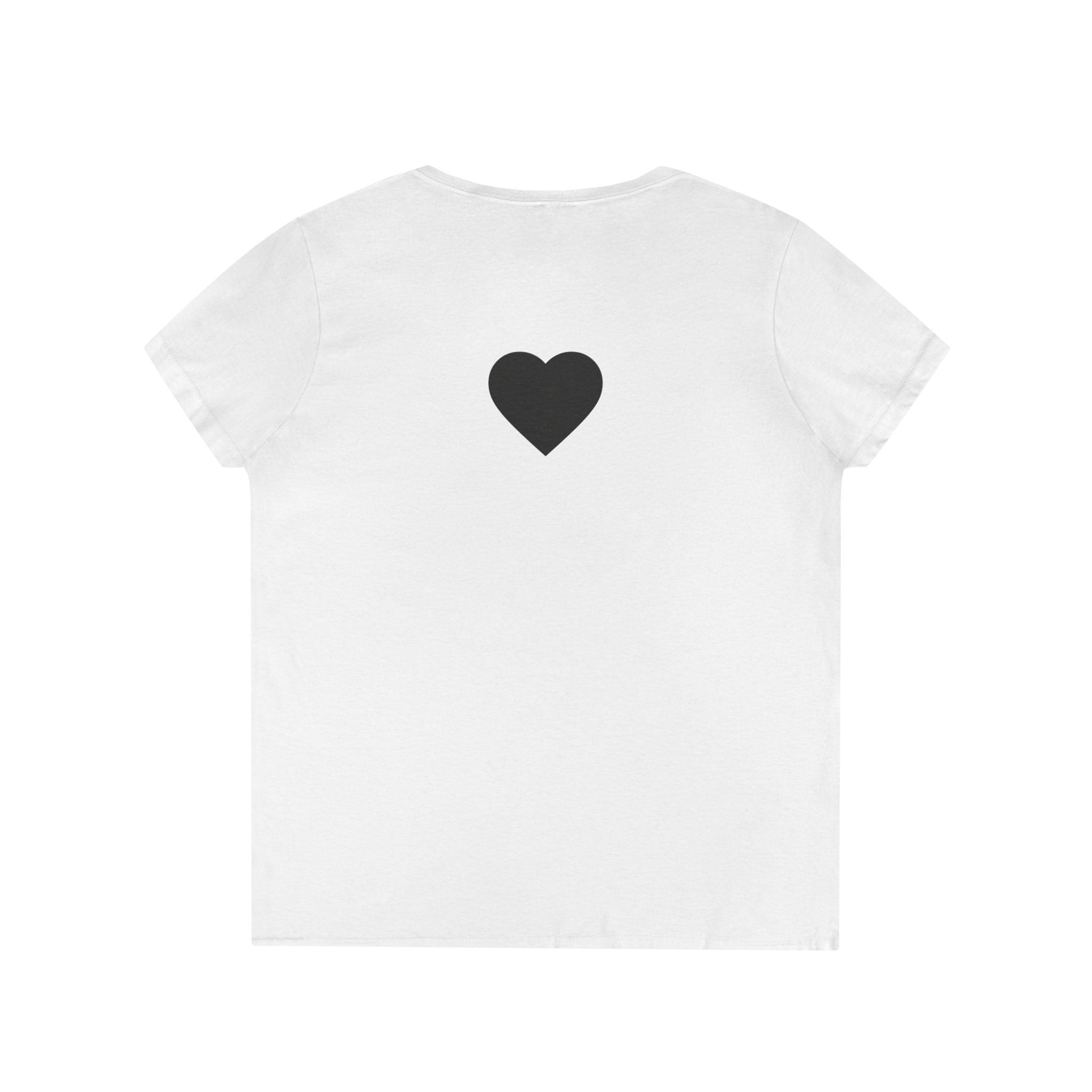 Delightful V-Neck Tee — Minimalist 'Delightful' Front Text with Back Heart