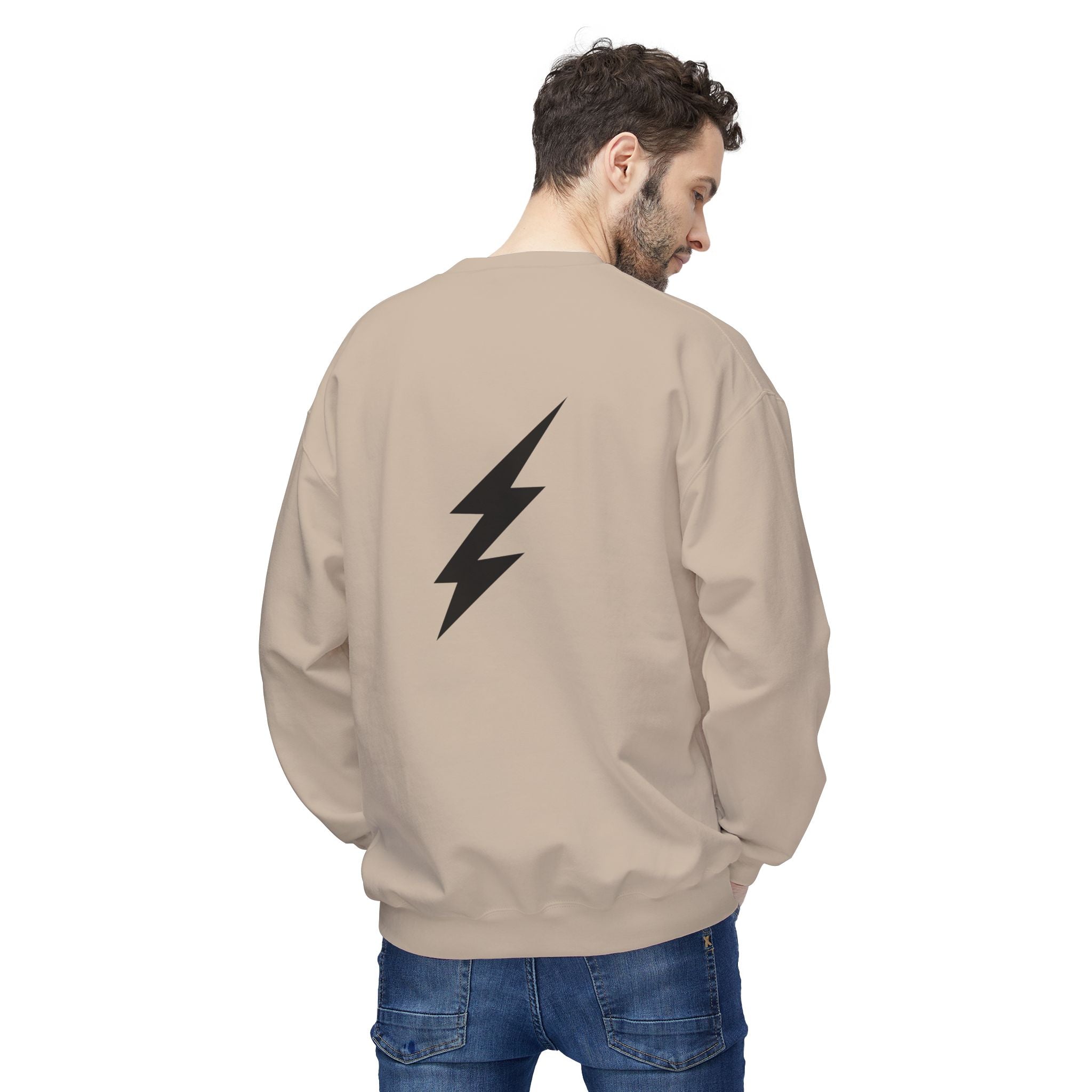 Shine Your Light Sweatshirt — Minimal Inspirational Crewneck with Lightning Bolt