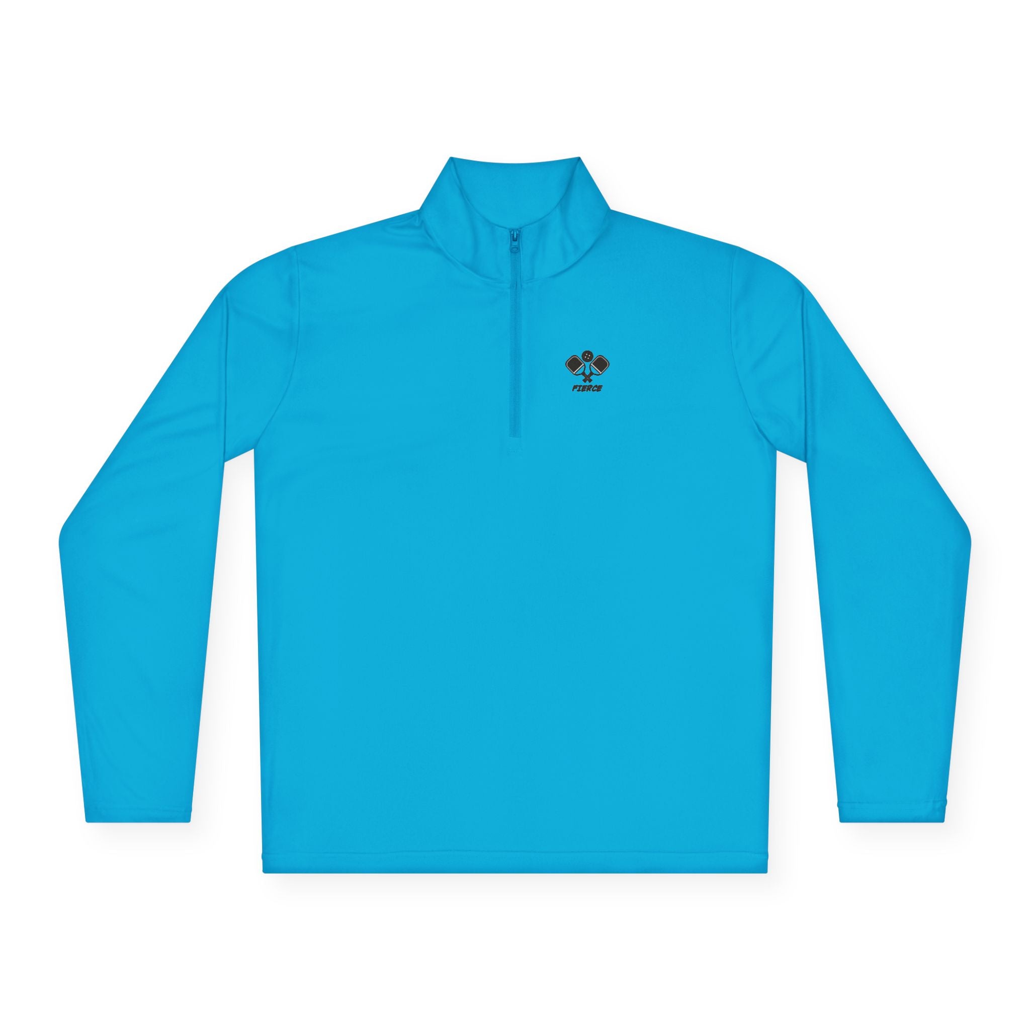 Quarter-Zip Pullover — "All's Fair In Love + Pickleball" with Small Paddle Heart Logo