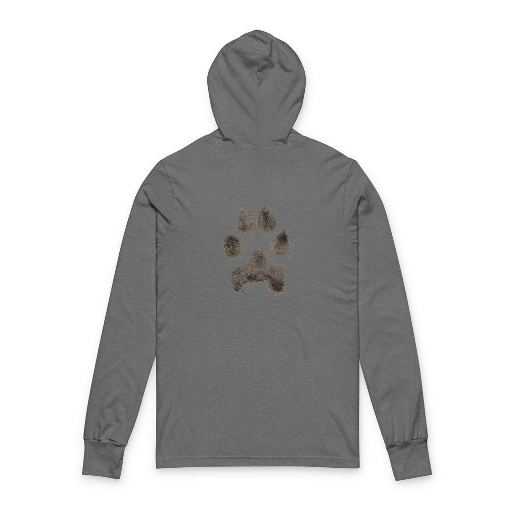 Bilingual: English + Dog. Dog Lover Humor Hoodie - Long Sleeve Tee with Paw Print on back
