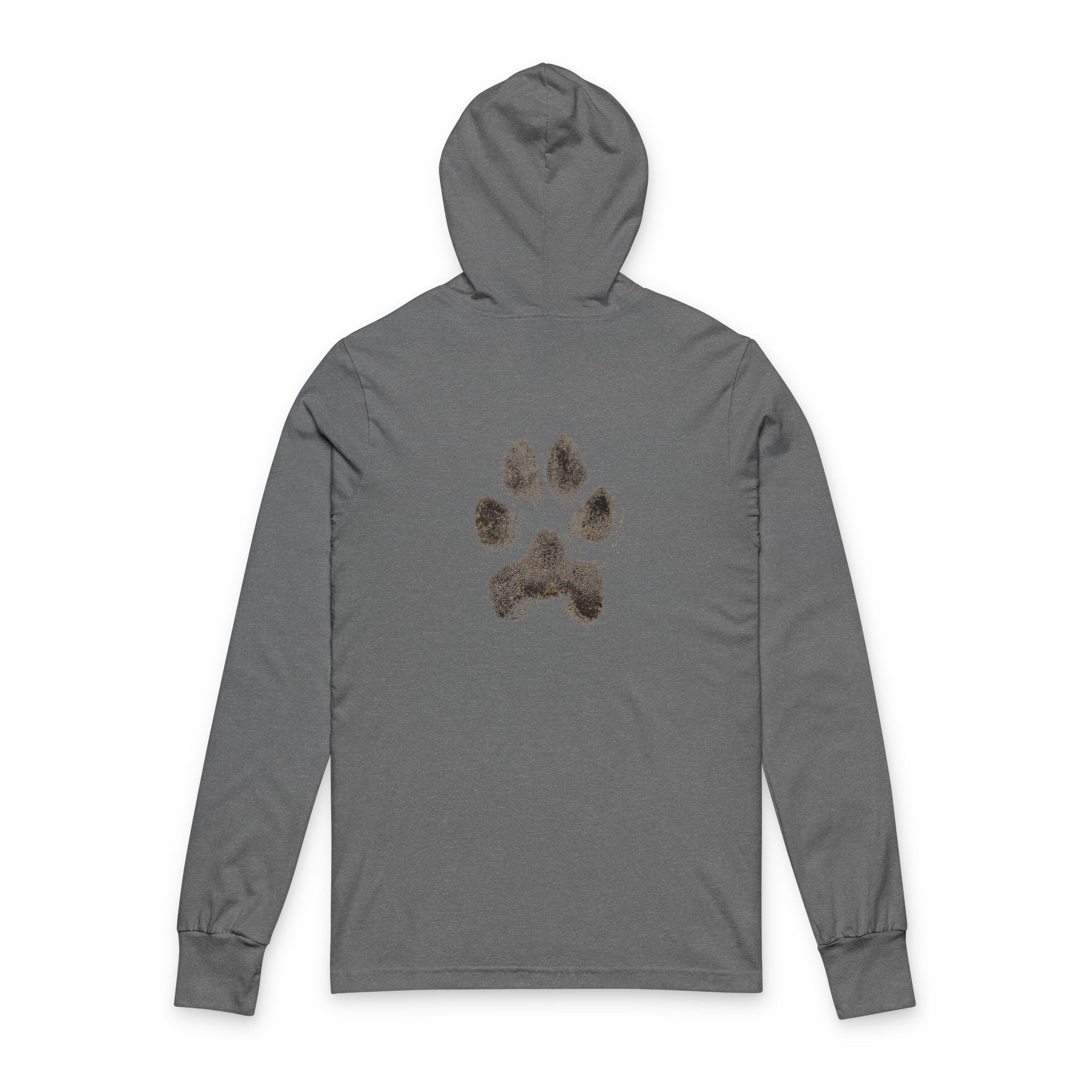 Bilingual: English + Dog. Dog Lover Humor Hoodie - Long Sleeve Tee with Paw Print on back