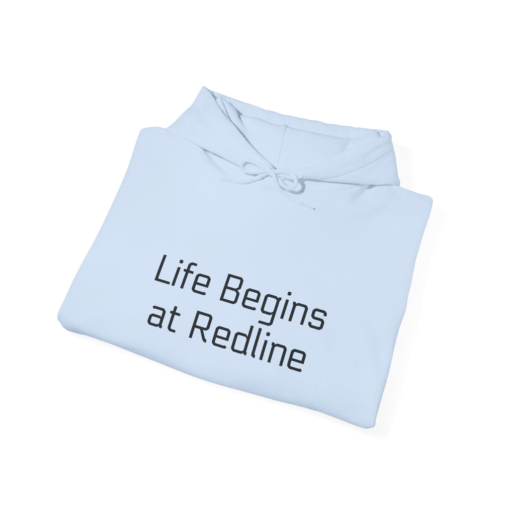 Racing Hoodie - "Life Begins At Redline" Pullover with Checkered Flags