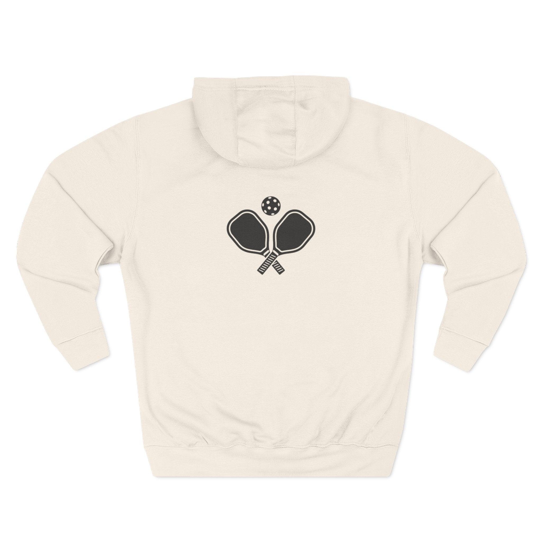 Pickleball Hoodie — "Dink, Dominate, Defeat" with Rackets on Back Fleece Pullover