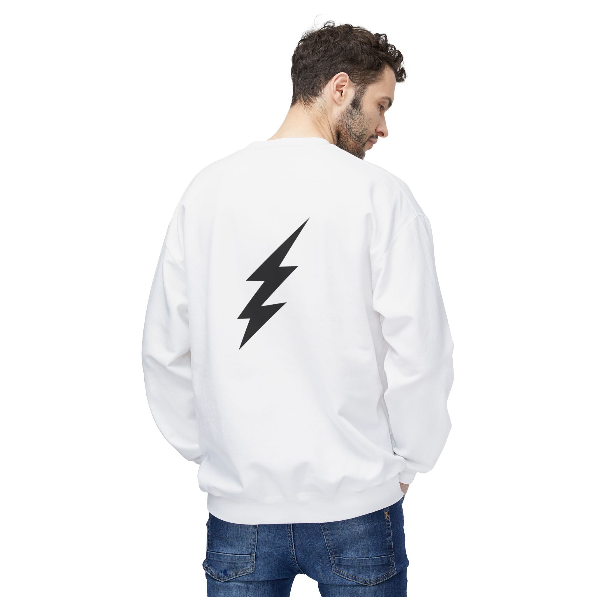 Shine Your Light Sweatshirt — Minimal Inspirational Crewneck with Lightning Bolt
