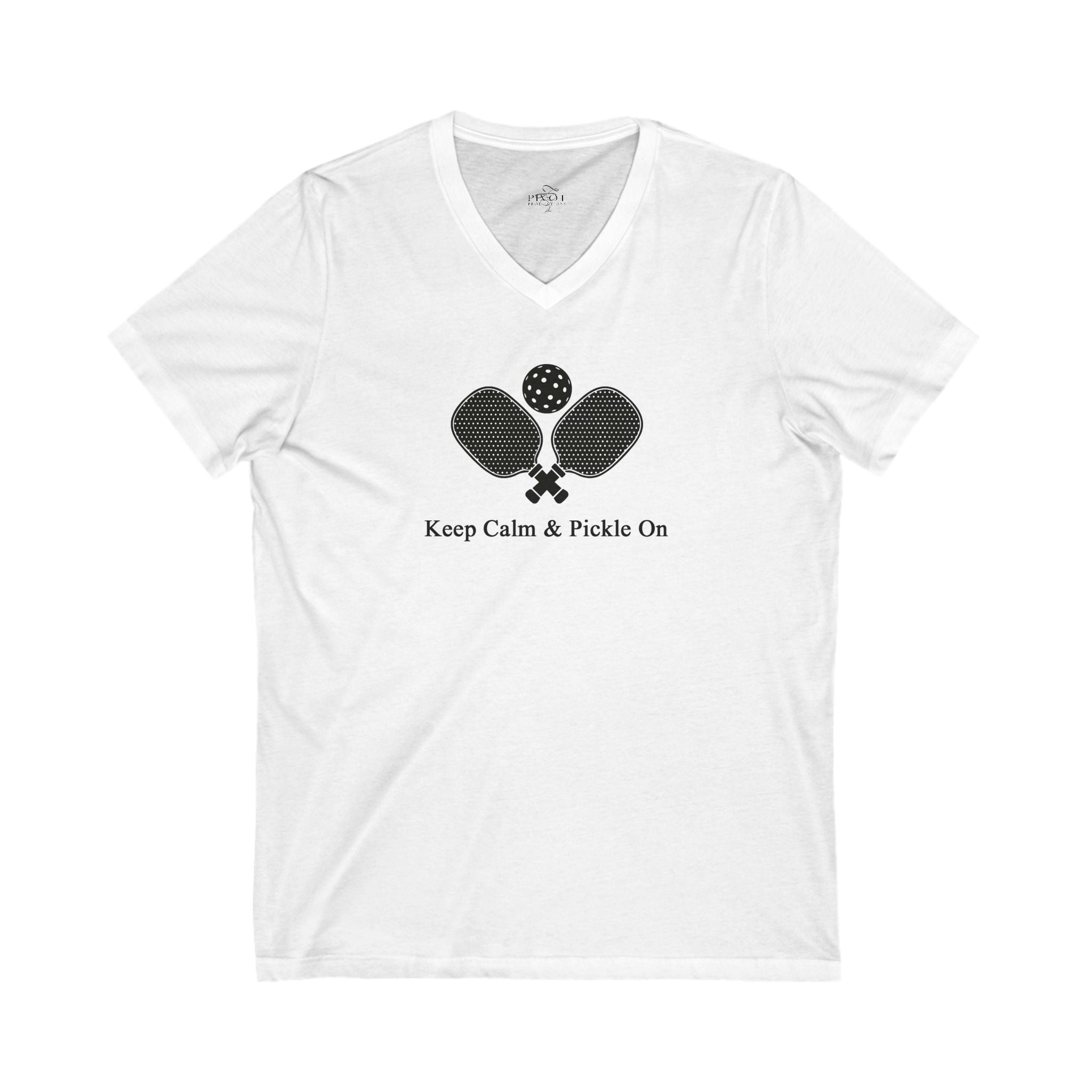 Pickleball V-Neck Tee - Keep Calm & Pickle On | Unisex Jersey Shirt