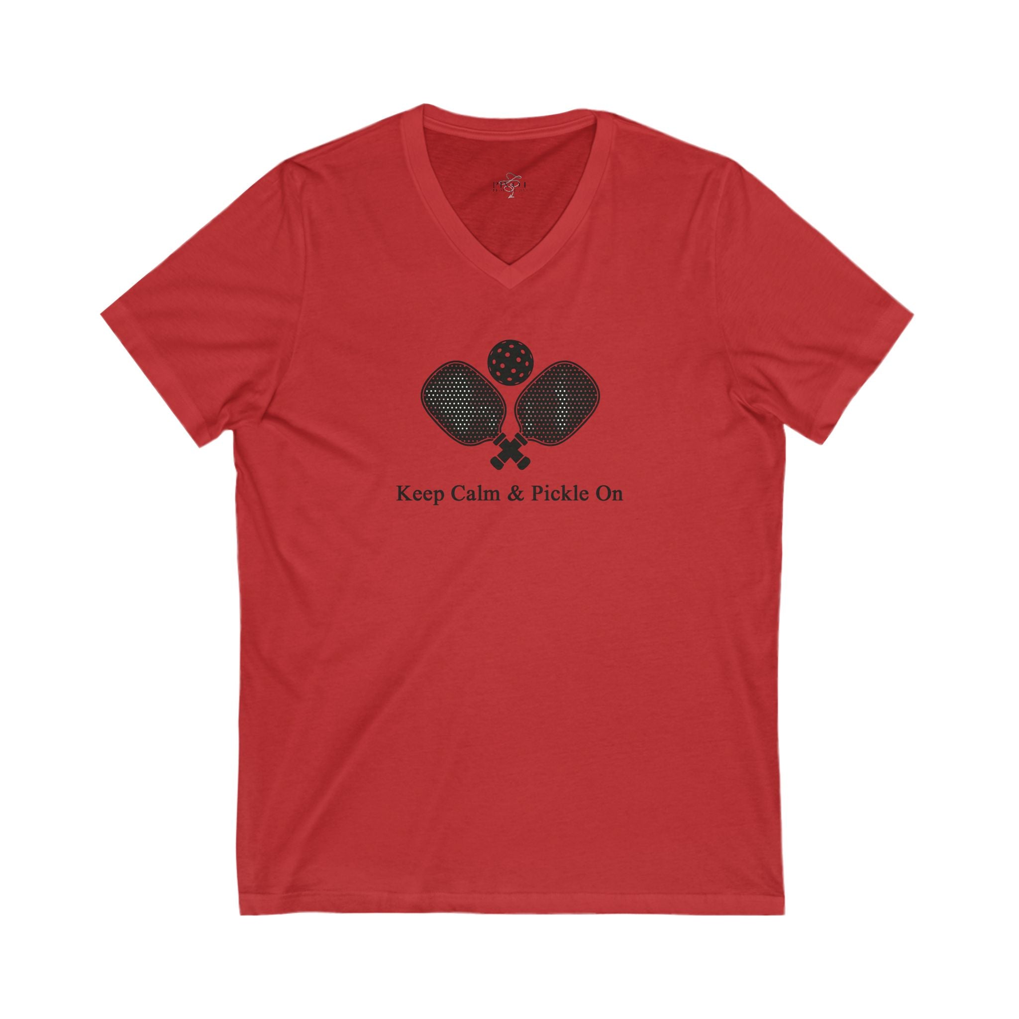 Pickleball V-Neck Tee - Keep Calm & Pickle On | Unisex Jersey Shirt