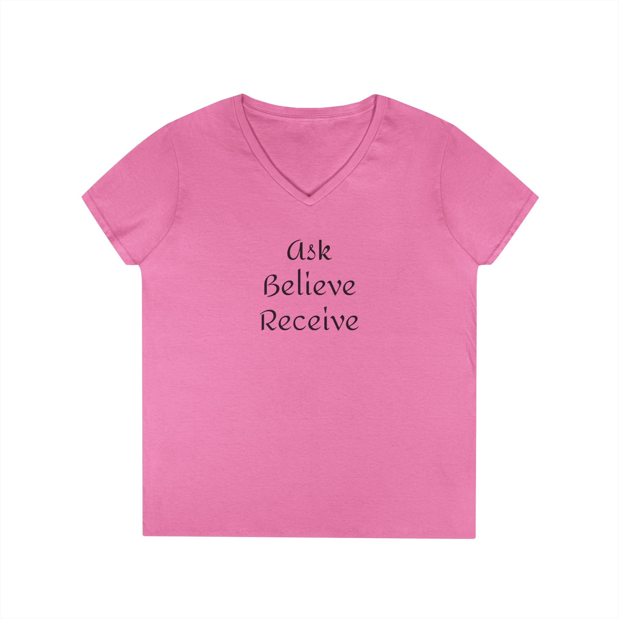 Ask-Believe-Receive Ladies' V-Neck T-Shirt