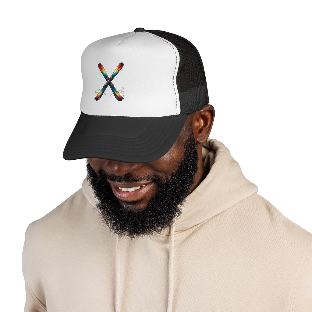 Colorful Ski Cross Design Trucker Hat