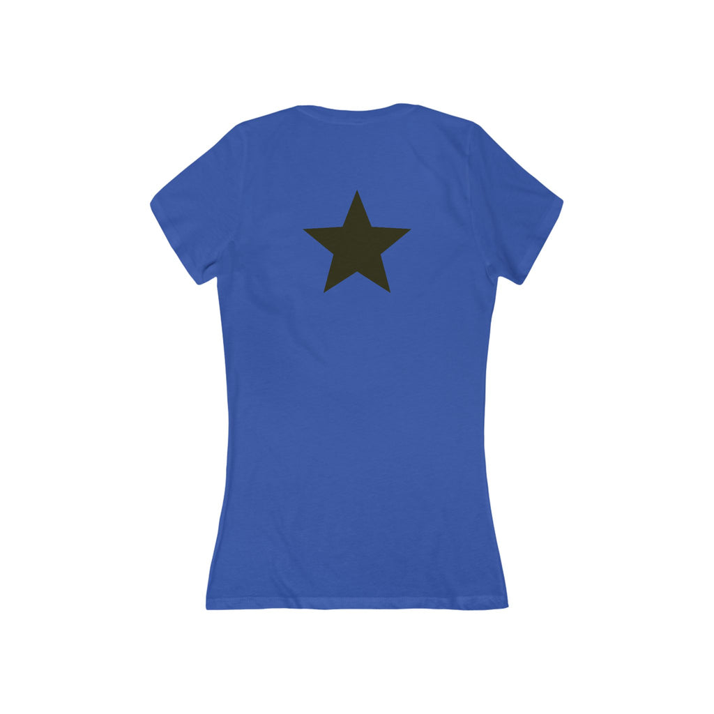 Simple Vibes Deep V-Neck Tee with Star Design on Back