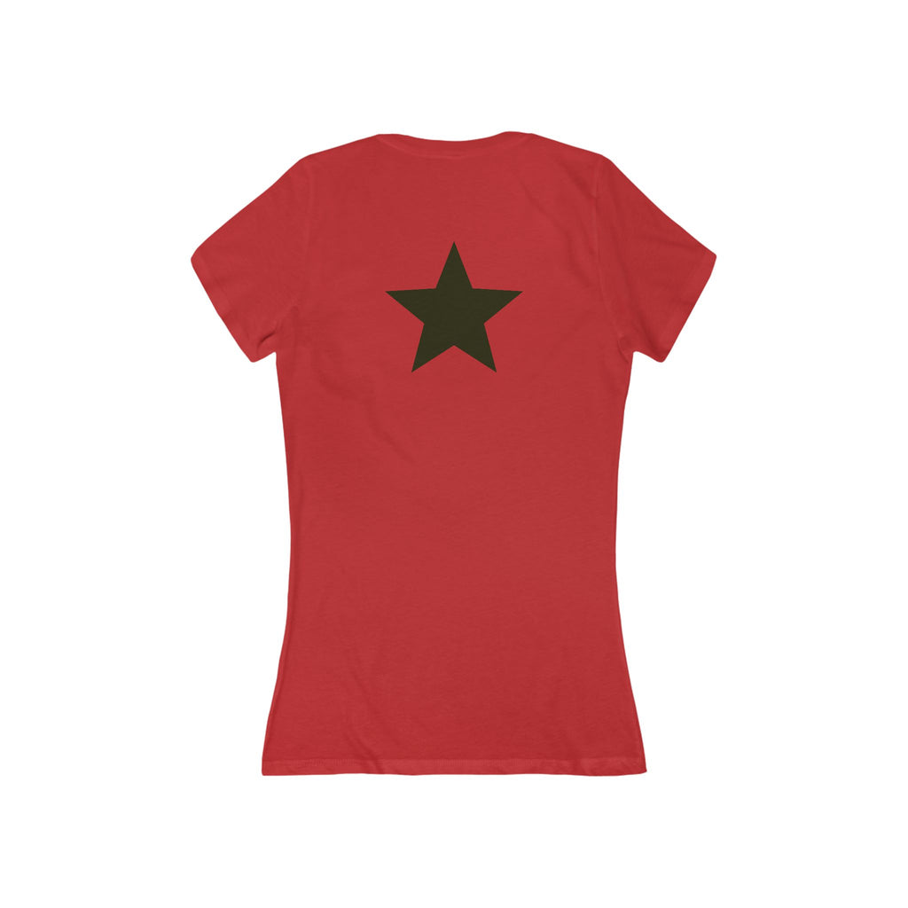 Simple Vibes Deep V-Neck Tee with Star Design on Back