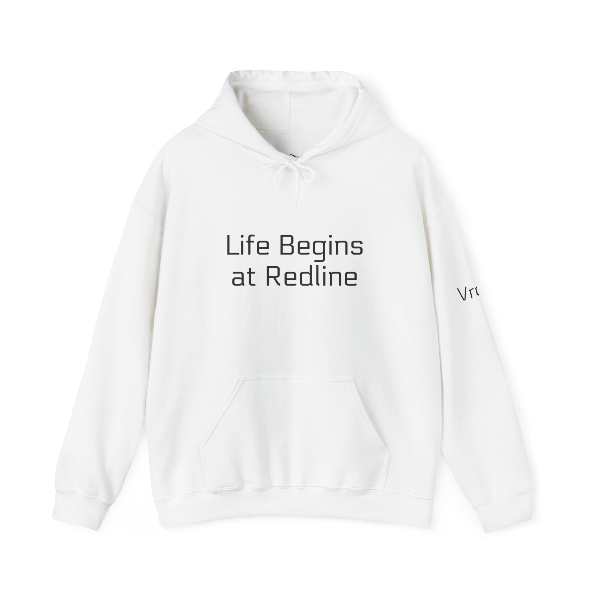 Racing Hoodie - "Life Begins At Redline" Pullover with Checkered Flags on Back