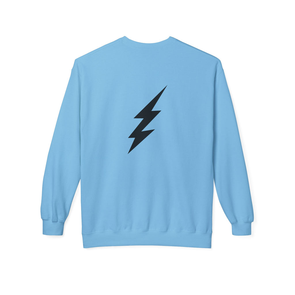 Shine Your Light Sweatshirt — Minimal Inspirational Crewneck with Lightning Bolt