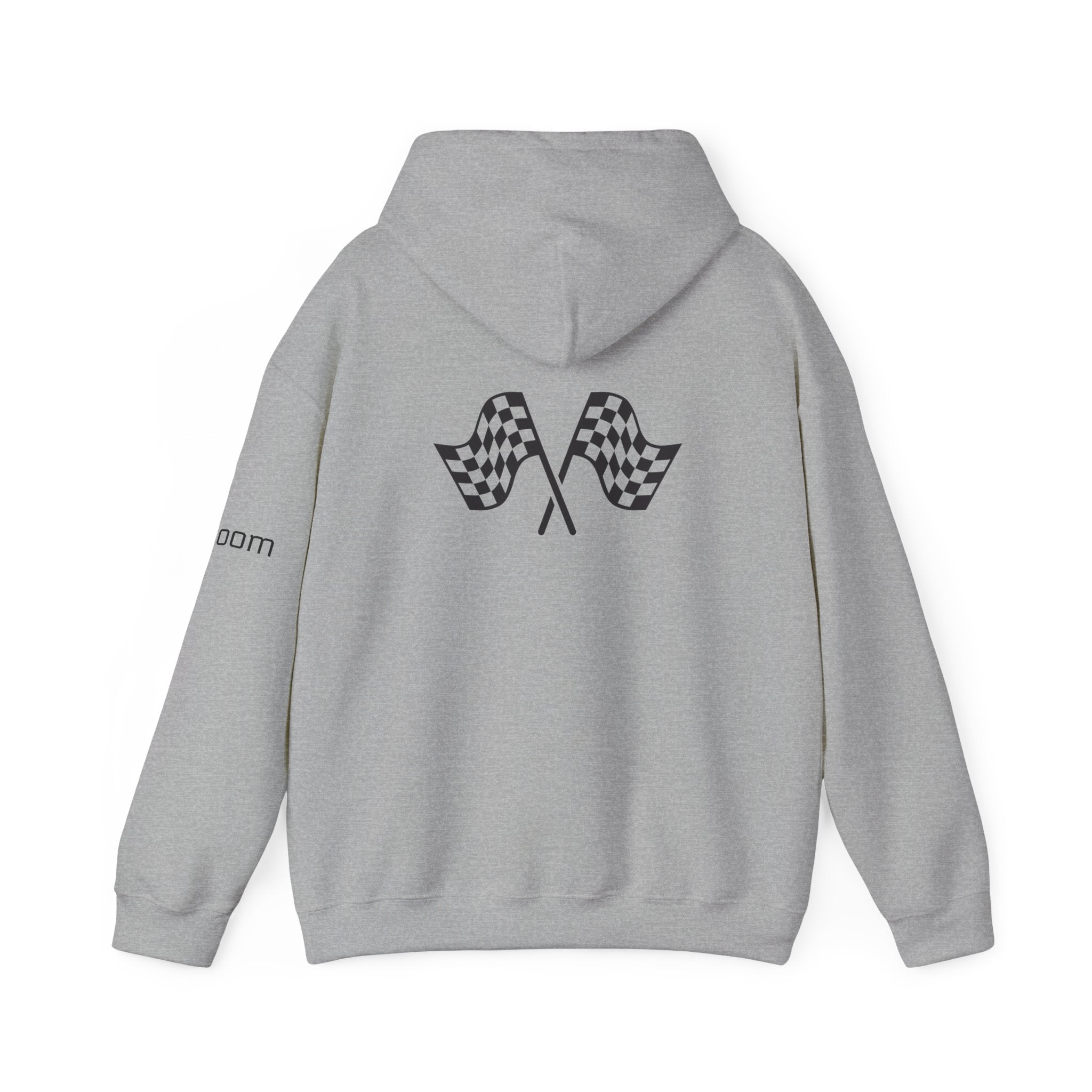 Racing Hoodie - "Life Begins At Redline" Pullover with Checkered Flags on Back