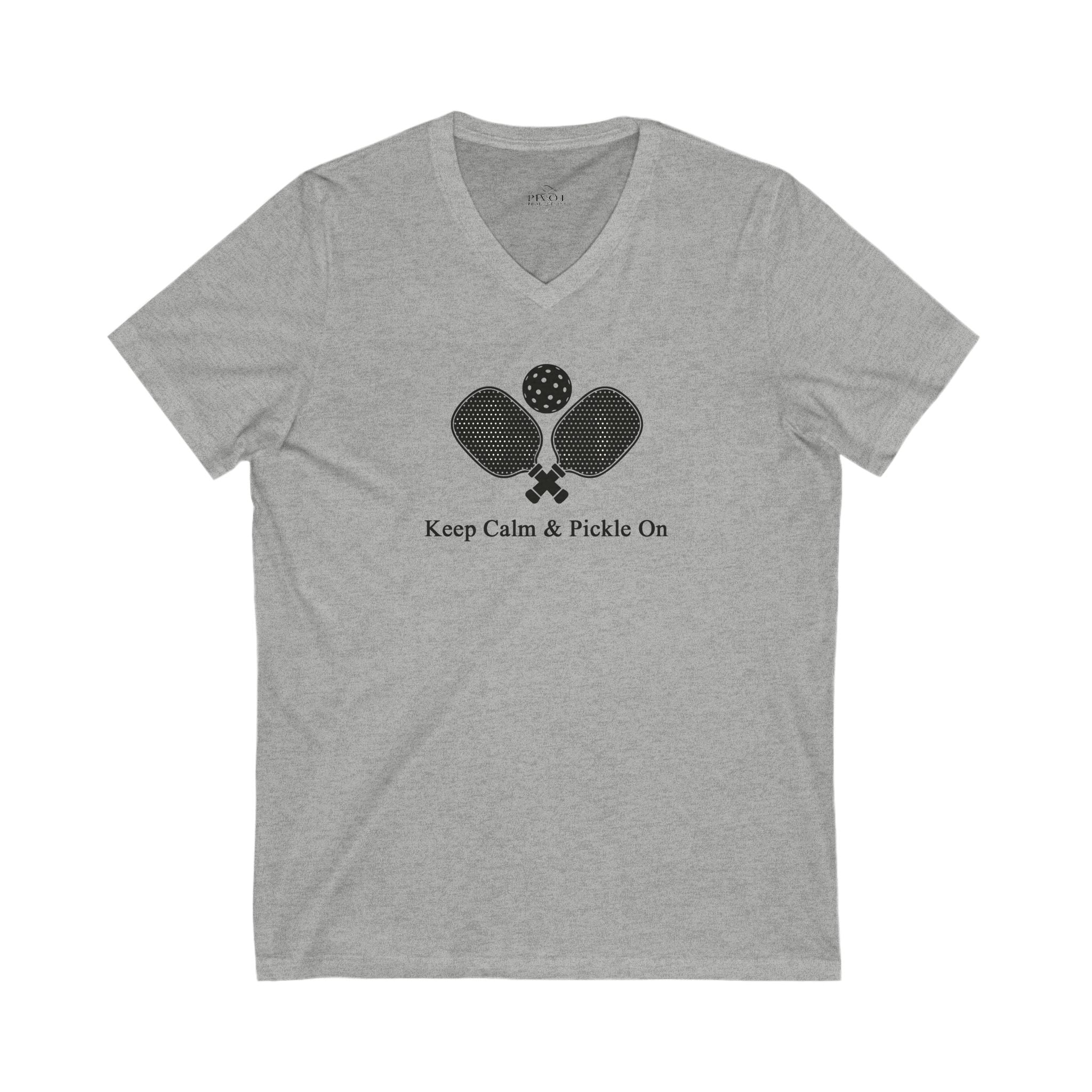Pickleball V-Neck Tee - Keep Calm & Pickle On | Unisex Jersey Shirt