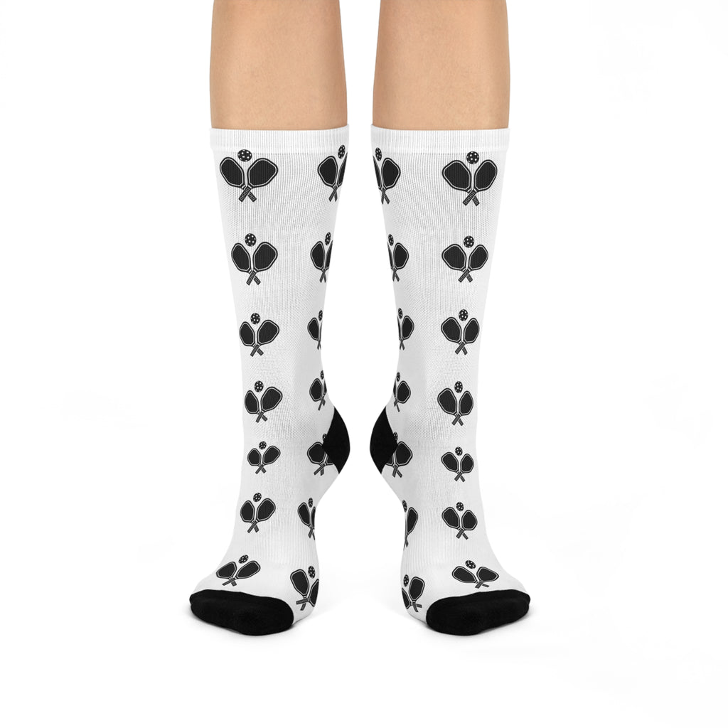 Playful Pickleball Rackets Crew Socks, Sports Gift, Fun Athletic Socks, Gift for Gamers, Unique Activewear, Sports Sock Collection